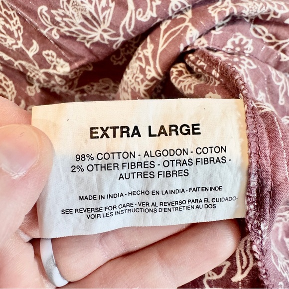 Gloria Vanderbilt Boho Prairie Floral Popover Top Cotton Peasant Blouse XL - Picture 5 of 11